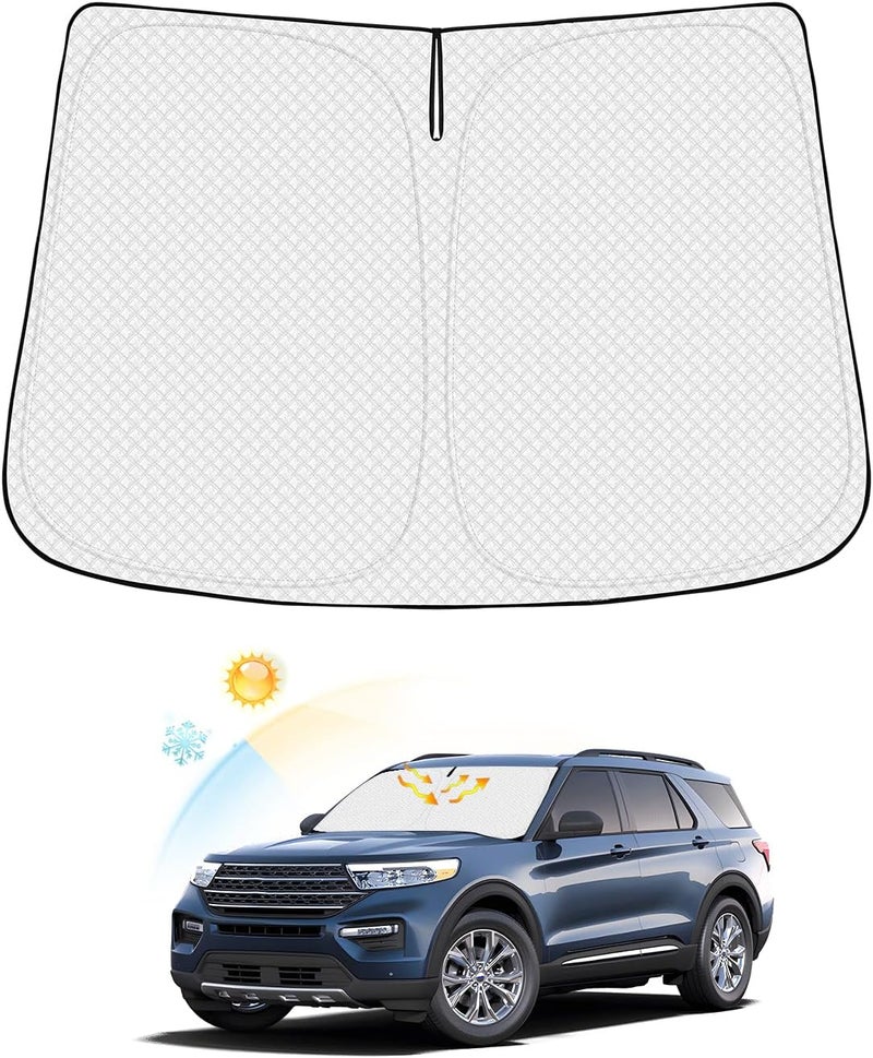 Canvcle Windshield Sun Shade for Ford Explorer 2020-2025 2026 Accessories Thicken 6-Layer Front Window Sunshade Cover Sun Visor Protector Foldable Block UV Rays Keep Vehicle Cool - Image 1